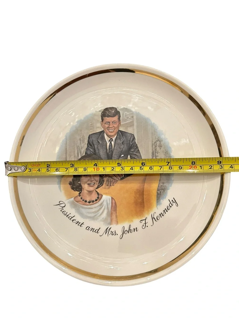 Vintage President and Mrs. John F Kennedy Gold Trim Collectors Plate